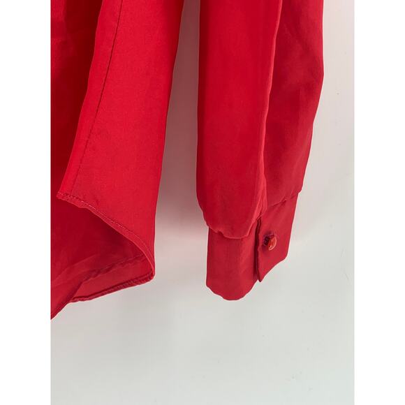 LAURA MAE Women's Vintage Red Ruffle Button-Up Long Sleeve Regular-Fit Top SZ M - Picture 8 of 9